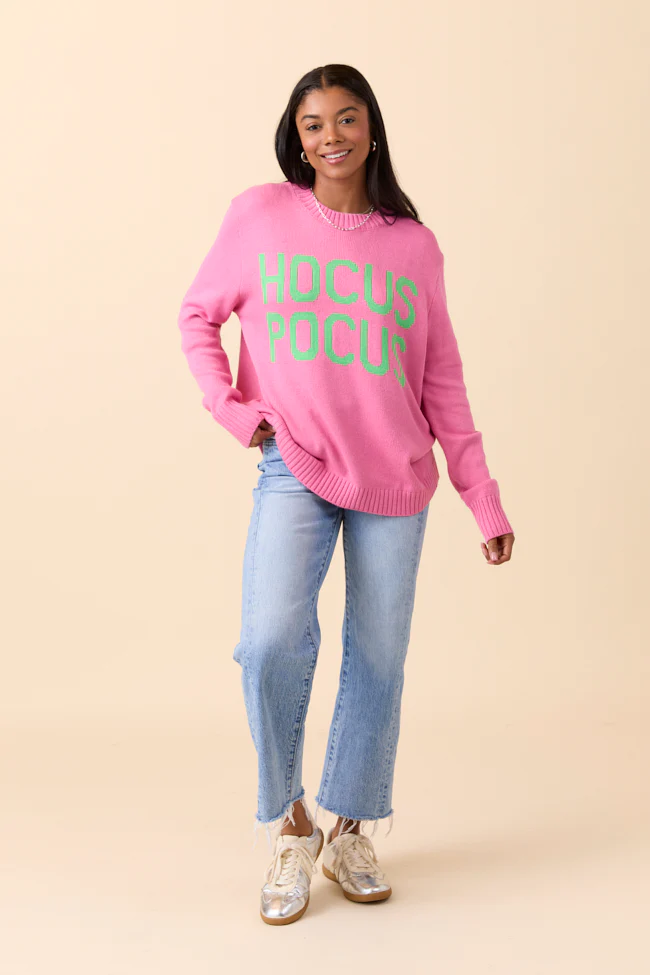 Hocus Pocus Pink And Green Crewneck Sweater - Coming Soon - Terpint