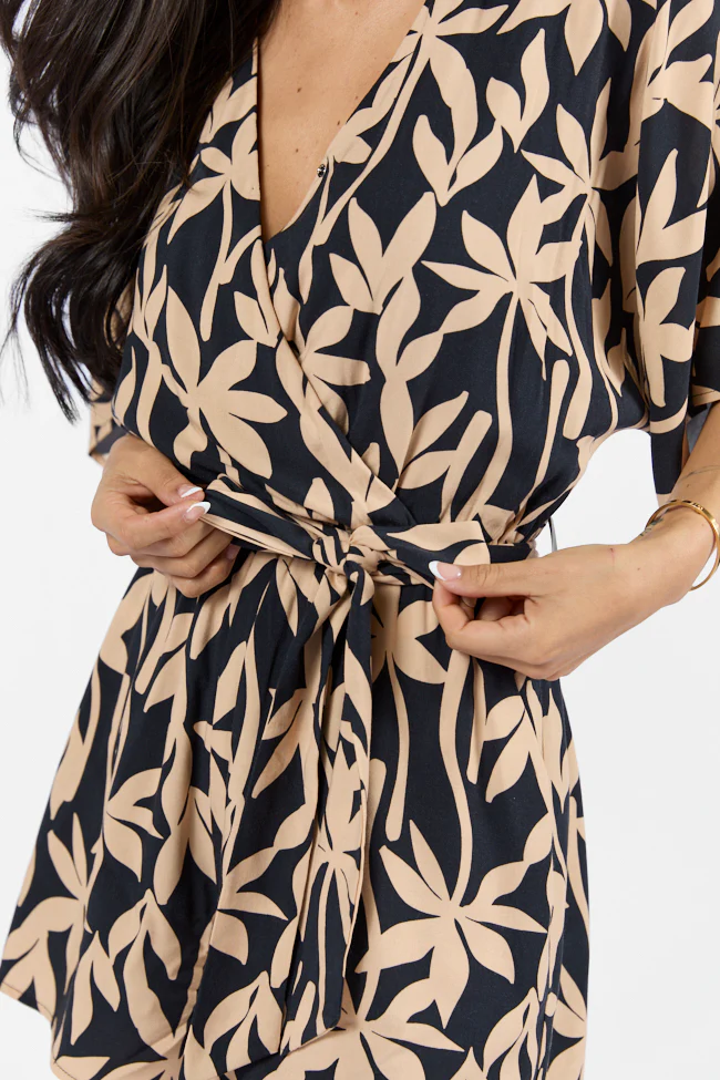 Palm Shores Neutral Print Surplice Romper FINAL SALE - Terpint