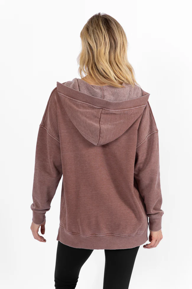 Ways To Go Brown Acid Wash Oversized Hoodie FINAL SALE - Terpint