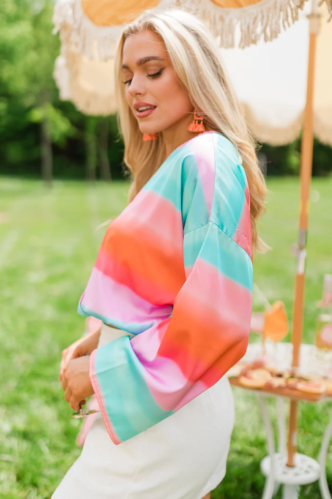 Final Bow Sunset Multi Satin Wrap Top FINAL SALE - Terpint