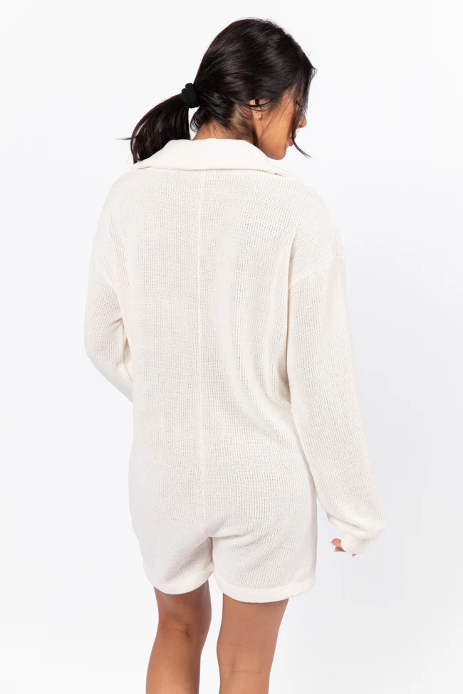 Now Or Never Cream Chenille Button Front Romper FINAL SALE - Terpint