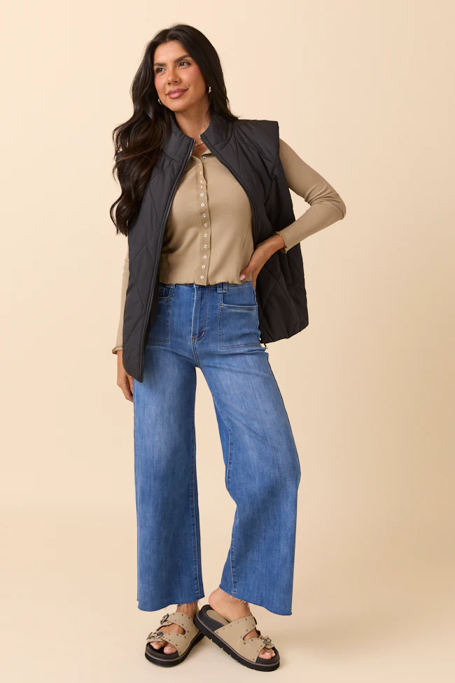 Anneliese Taupe Waffle Henley Top DOORBUSTER - Terpint
