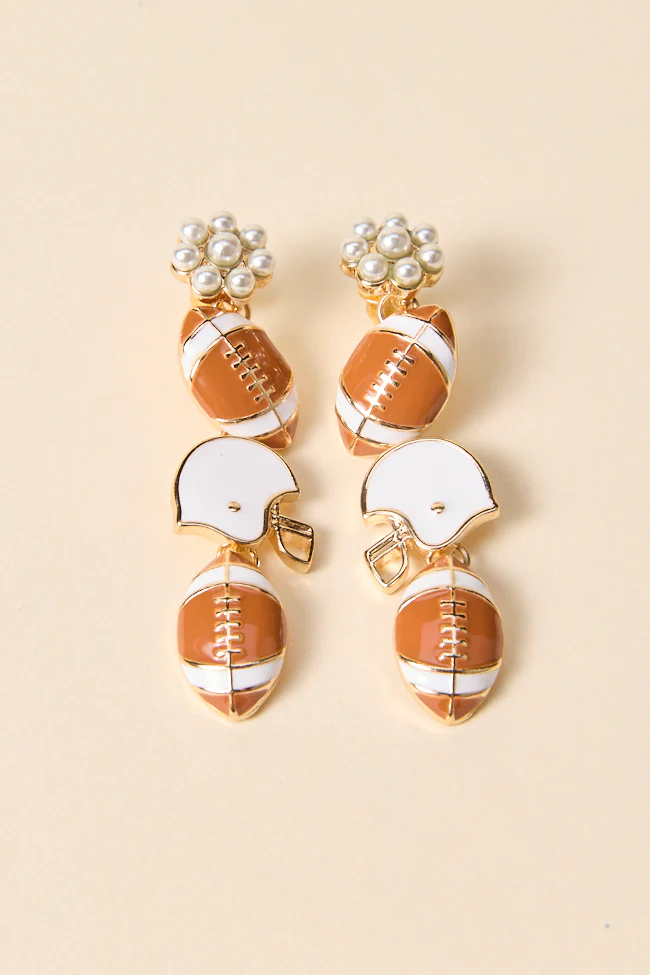 Prescott Brown Football Linear Earrings - Terpint