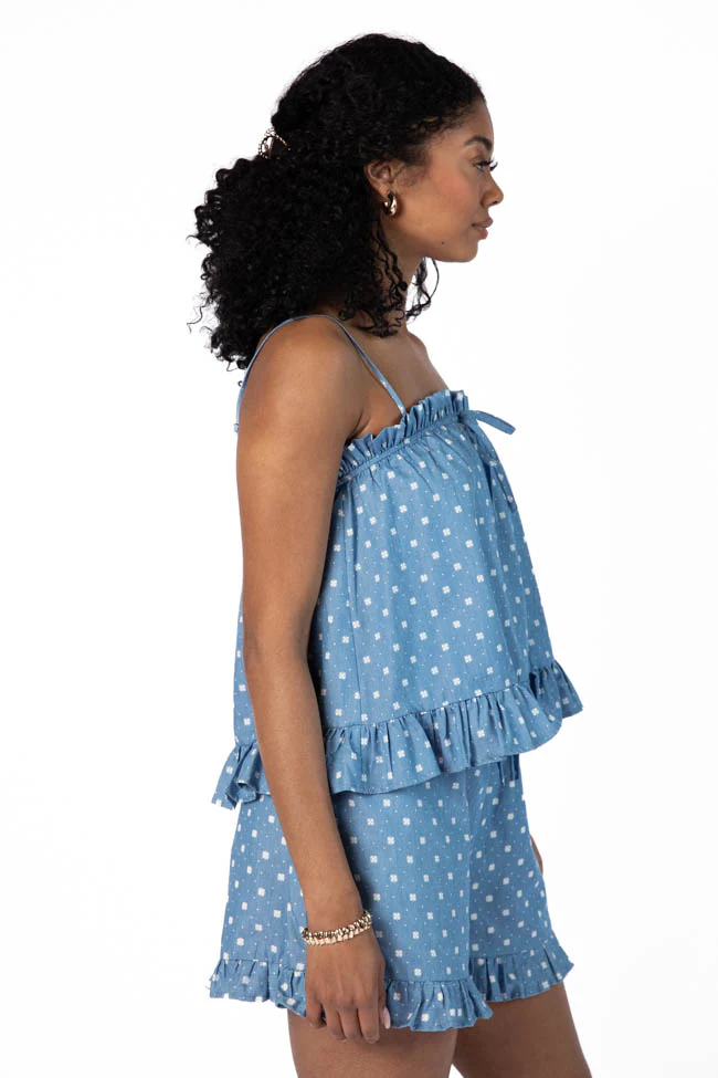 Perfect Playlist Blue Printed Chambray Set DOORBUSTER - Terpint