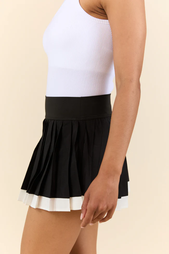 It's A Tie Black Pleated White Bordered Tennis Skort SALE - Terpint
