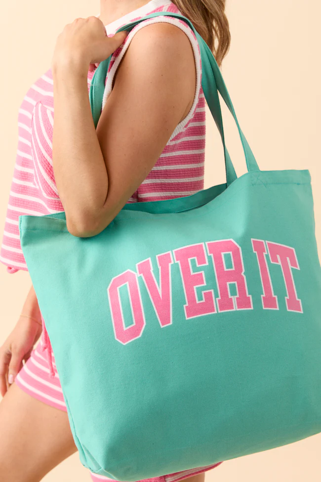 Over It Sea Glass Green Graphic Tote Bag - Terpint