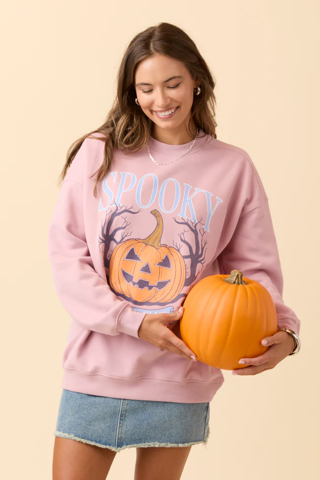 Spooky Social Club Mauve Graphic Sweatshirt DOORBUSTER - Terpint