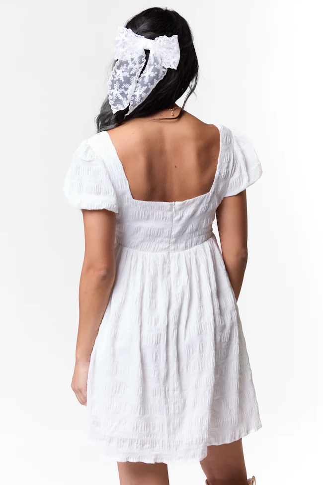 Breezing By Ivory Textured Square Neck Mini Dress FINAL SALE - Terpint