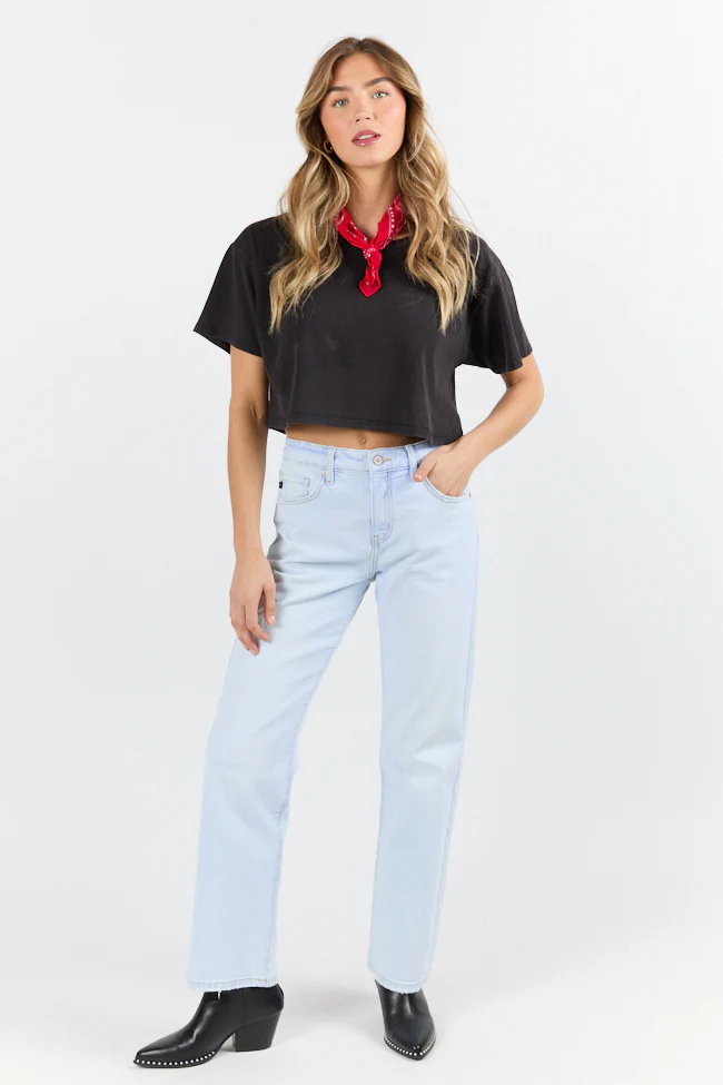 As Cool As It Gets Light Black Cropped Knit T Shirt - Terpint