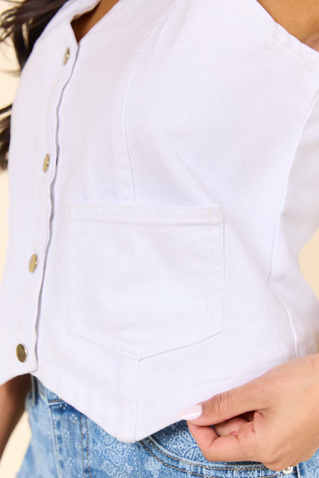 Beneath The Moon White Denim Vest - Terpint
