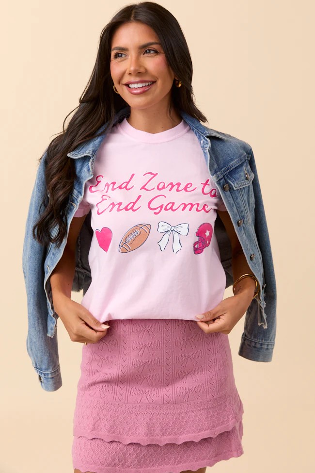 End Zone To End Game Light Pink Graphic Tee - Terpint
