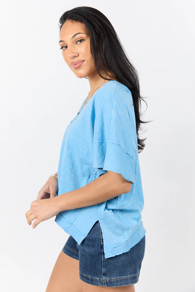 Rooted Essential Blue V-Neck Tee - Terpint