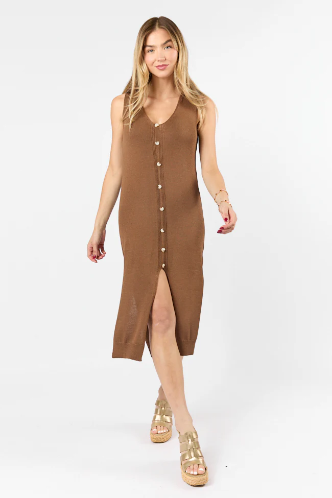 Endless Coastline Chocolate Knit Sweater Dress FINAL SALE - Terpint