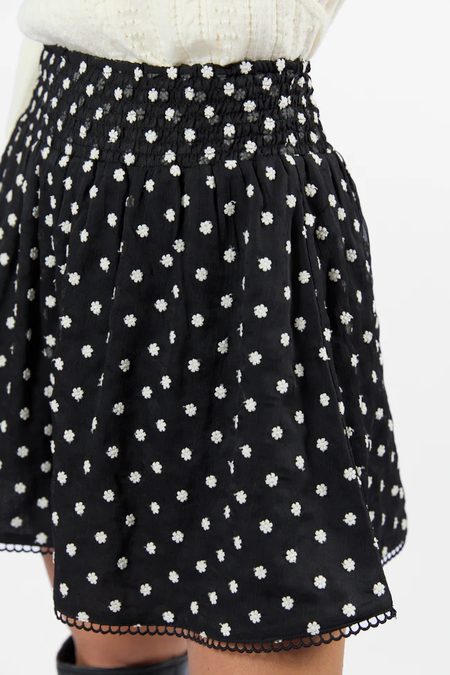 Through The Garden Black Floral Eyelet Trim Mini Skort FINAL SALE - Terpint