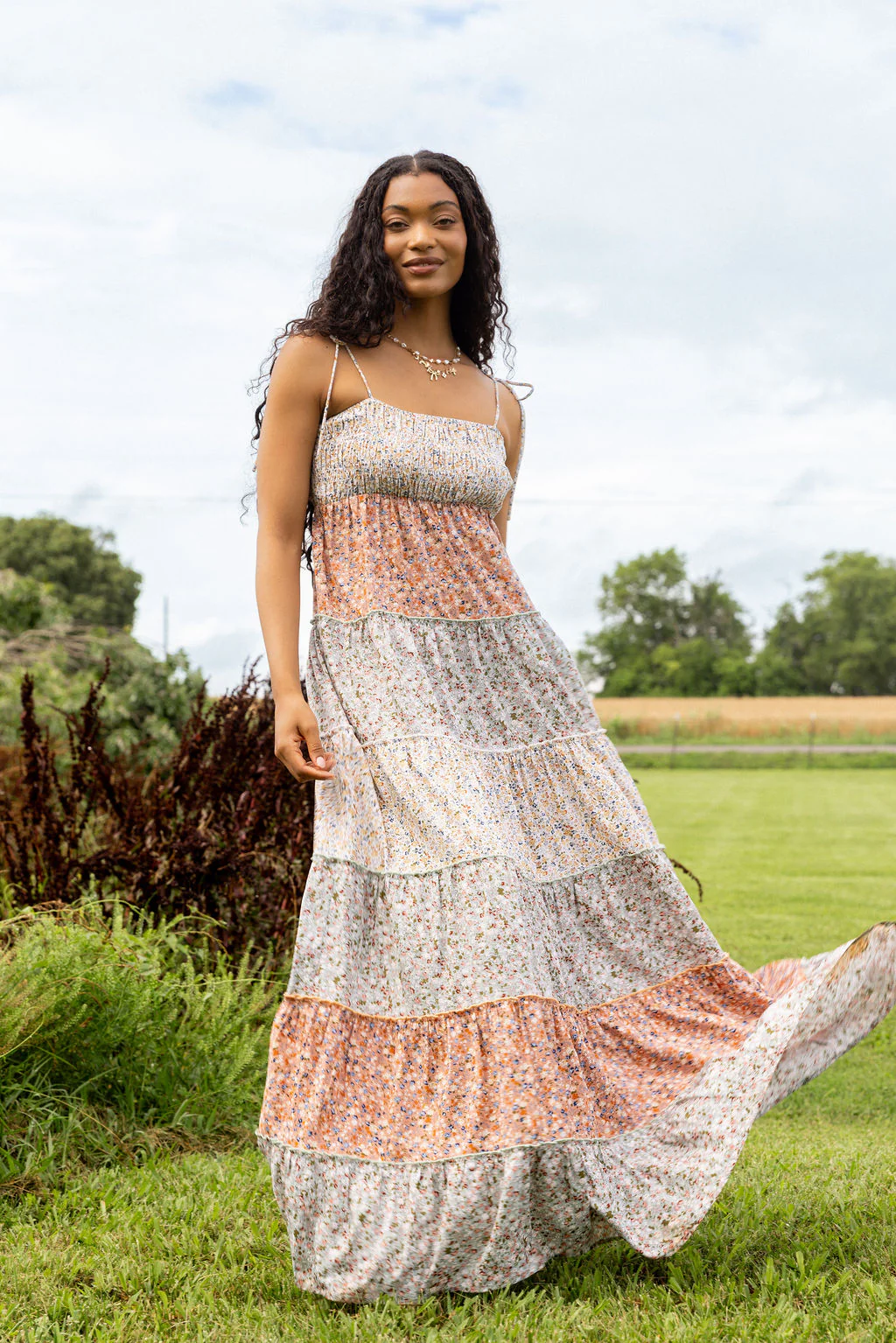 Essie Tiered Multi Floral Maxi Dress - Terpint