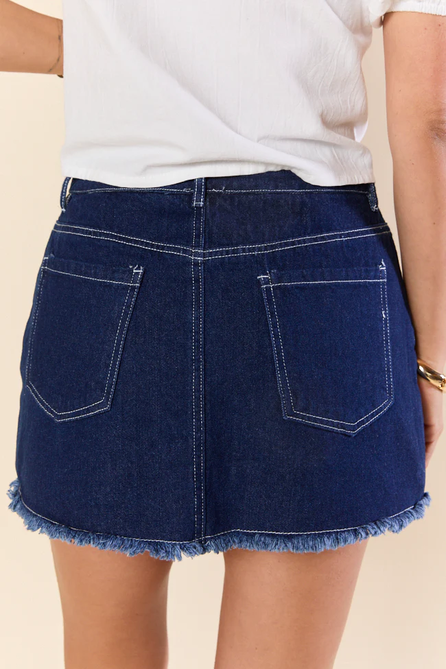 Chase The Sun Denim Frayed Hem Skort SALE - Terpint