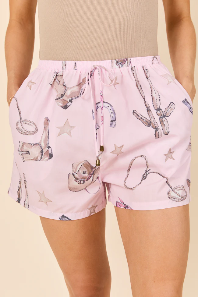 Skye Pink Western Print Pajama Shorts - Terpint