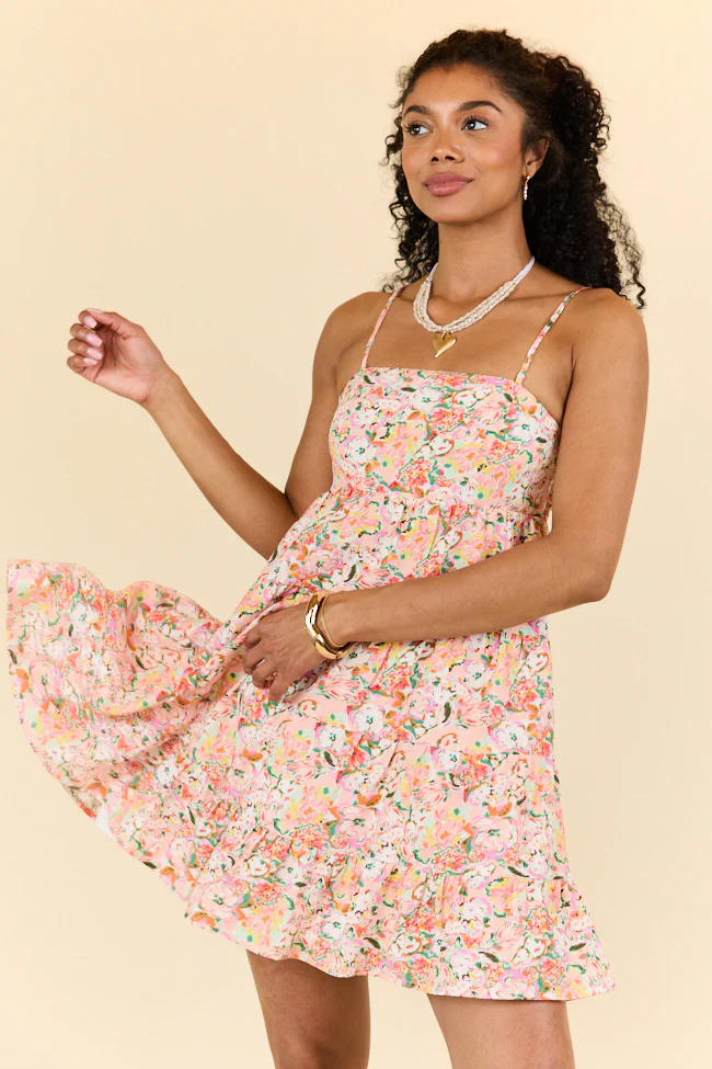 Sweet Thing Strapless Pink and Peach Printed Mini Dress SALE - Terpint