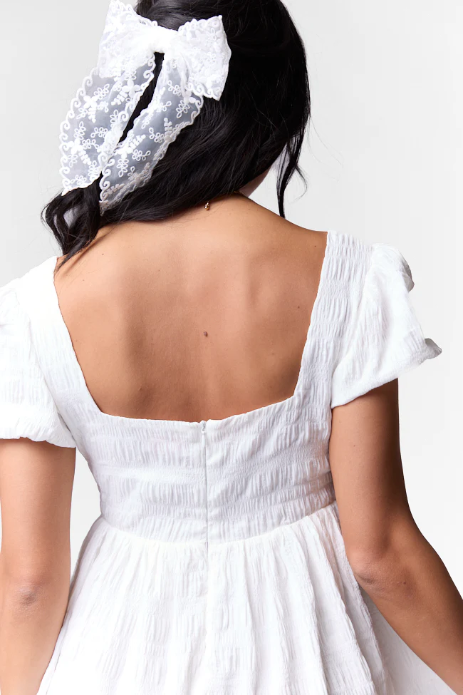 Breezing By Ivory Textured Square Neck Mini Dress FINAL SALE - Terpint