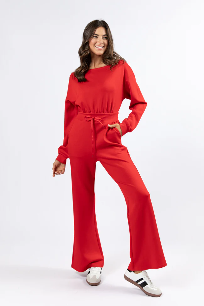 Wear It Out Red Boat Neck Jumpsuit FINAL SALE - Terpint