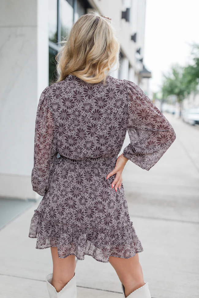 Love You True Brown Floral Print Collared Dress FINAL SALE - Terpint