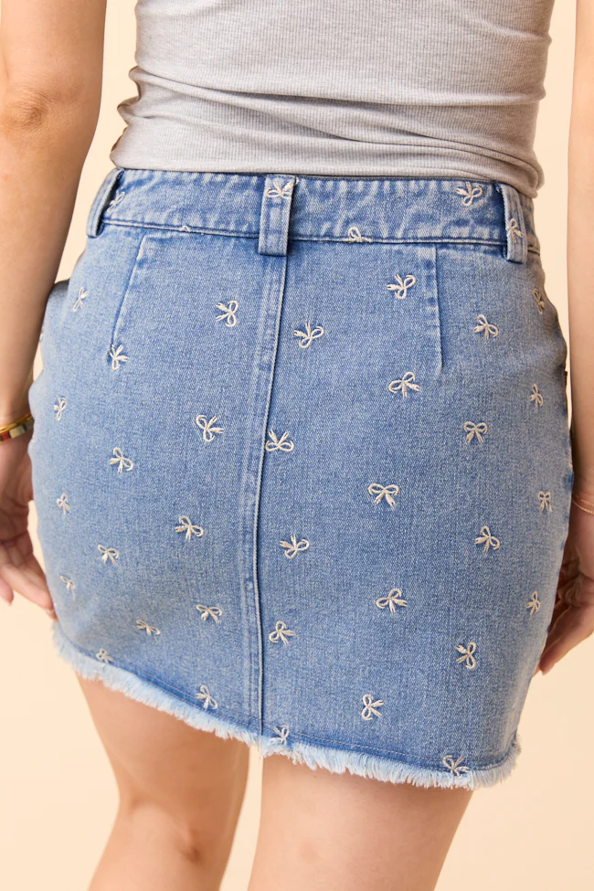 Jillian Indigo Bow Embroidered Skirt - Terpint