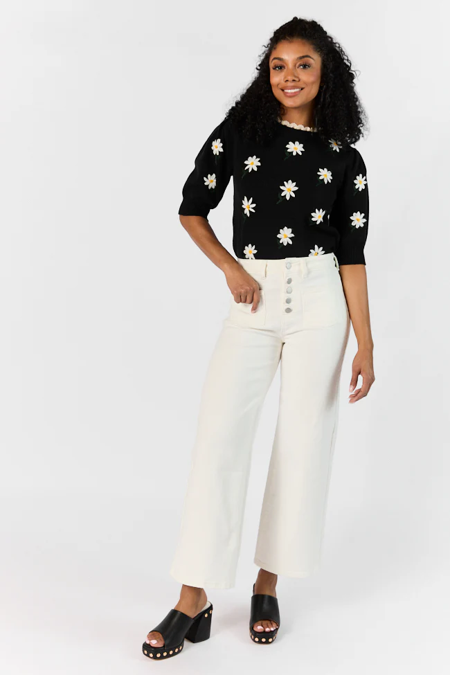 Sutton White Wide Leg Patch Pocket Jeans SALE - Terpint