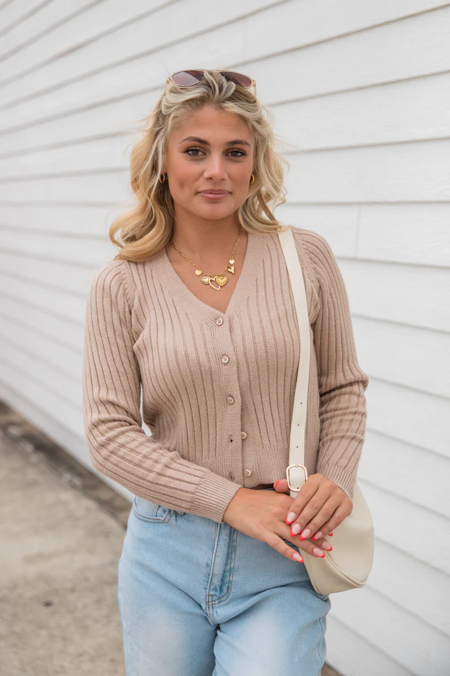 What You Needed Taupe Ribbed Cardigan FINAL SALE - Terpint