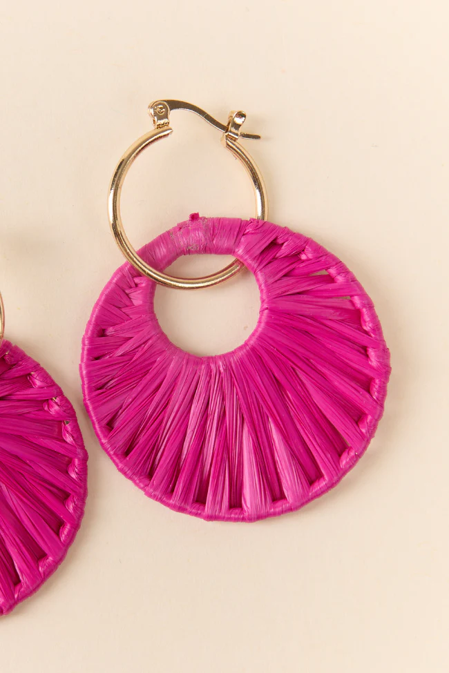 Pink Raffia Wrapped Disc Earrings FINAL SALE - Terpint
