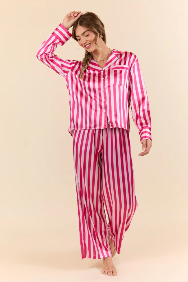 That's Our Secret Striped Satin Pajama Set DOORBUSTER - Terpint