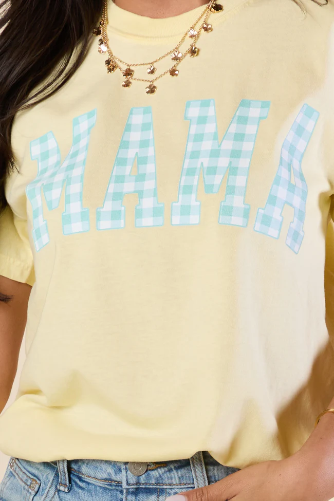 Mama Gingham Yellow Graphic Tee - Terpint