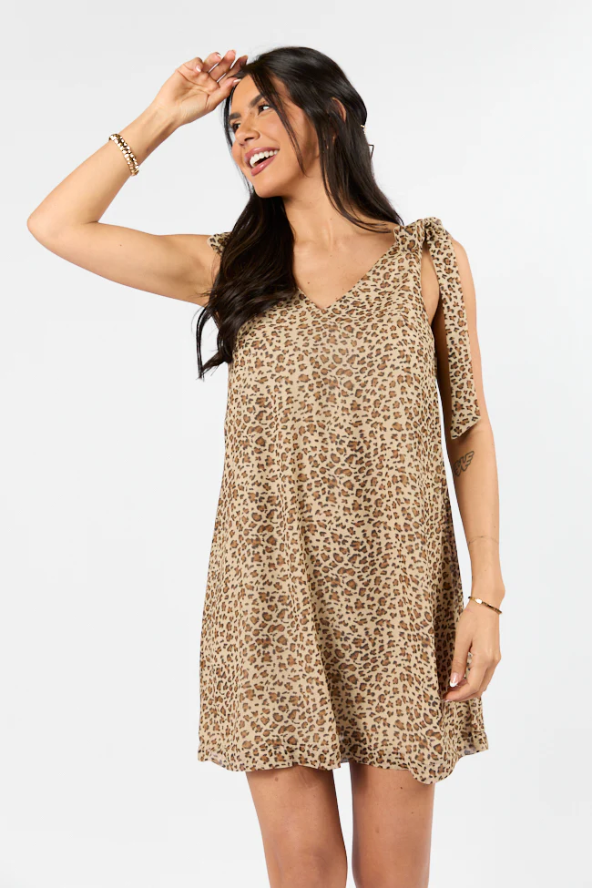 Wild Love Leopard Print Tie Shoulder Dress FINAL SALE - Terpint