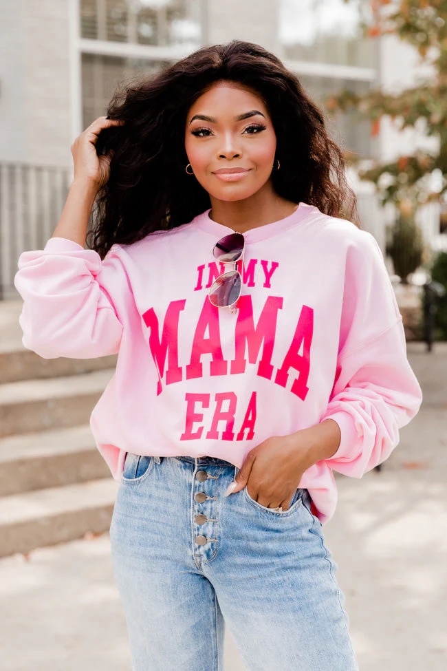 In My Mama Era Light Pink Graphic Sweatshirt - Terpint