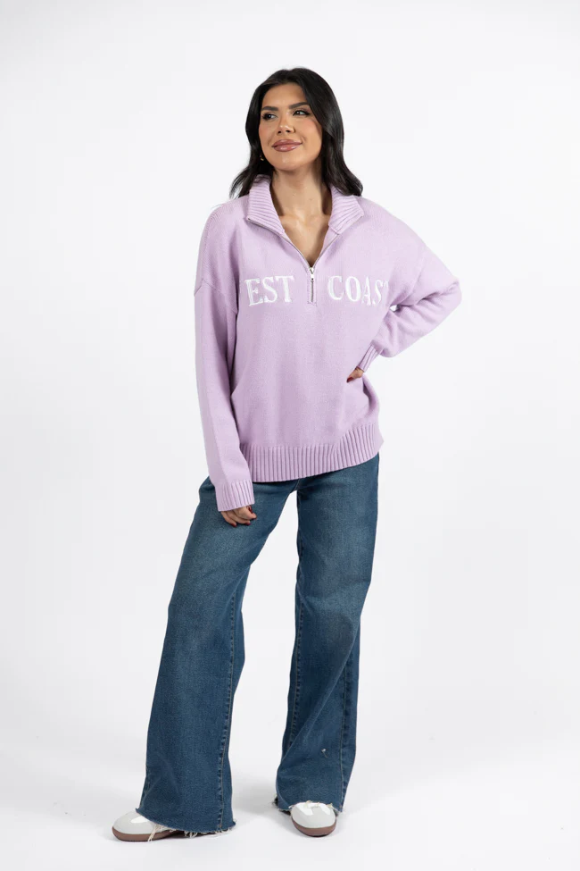 Roll With It Purple West Coast Quarter Zip Sweater FINAL SALE - Terpint
