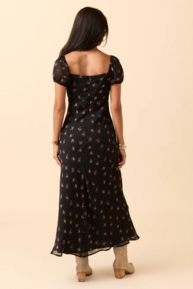 Adelyn Black Floral Maxi Dress SALE - Terpint