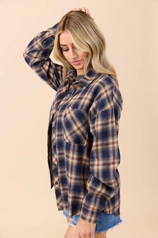 Rory Black and Cream Flannel Button Down Top DOORBUSTER - Terpint