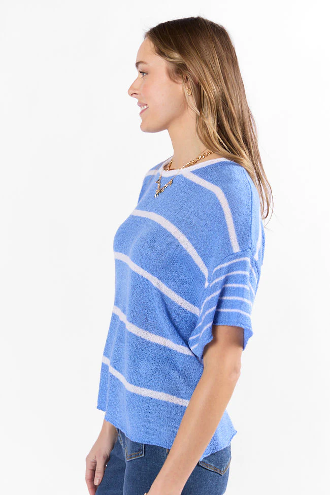 Wear It Well Blue And Ivory Striped Sweater T-Shirt FINAL SALE - Terpint