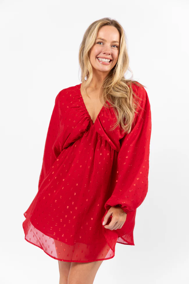 Warmest Wishes Shimmer Detail Babydoll Dress FINAL SALE - Terpint
