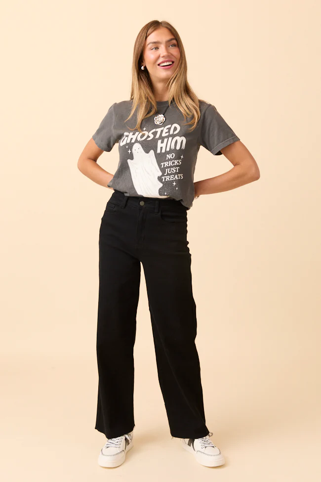 Ghosted Him Dark Grey Graphic Tee - Terpint