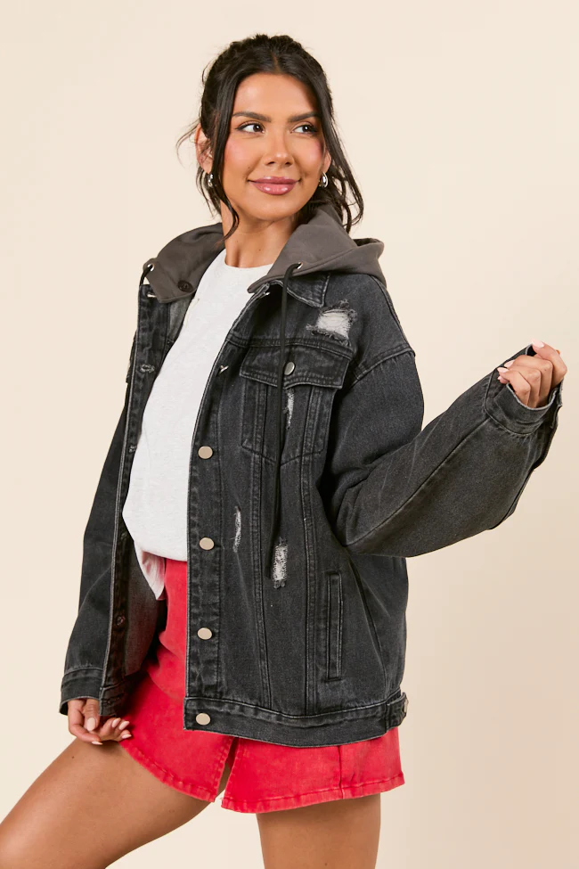 Parker Charcoal Hooded Denim Jacket - Terpint