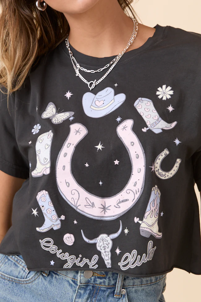 Zutter Cowgirl Club Black Graphic Tee - Terpint