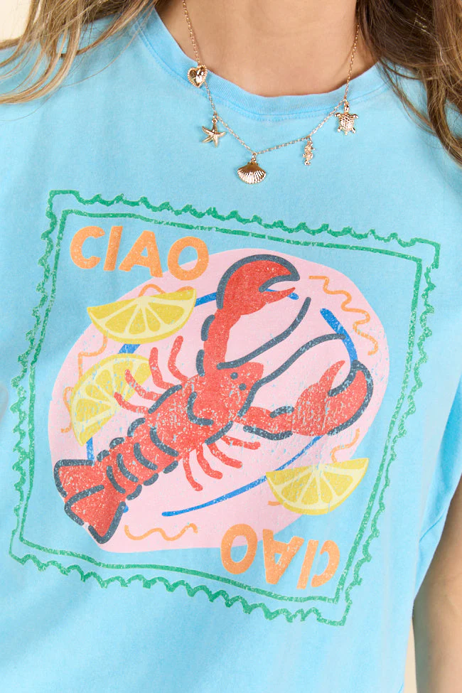 Ciao Ciao Aqua Oversized Graphic Tee - Terpint