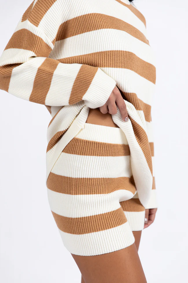 Sign Of The Times Ivory and Tan Striped Sweater Set - Terpint