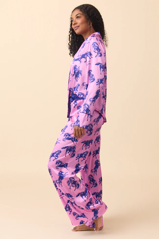 The Kylie Pink Wild Horses Pajama Set Just Classically Cassidy X Pink Lily - Terpint