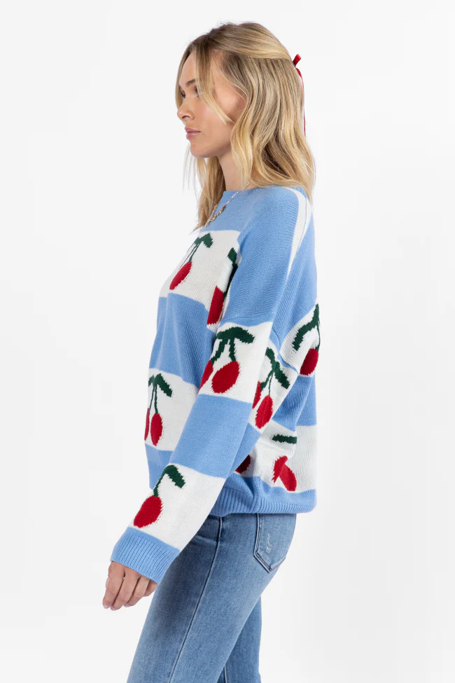 The Cherry On Top Blue Sweater FINAL SALE - Terpint