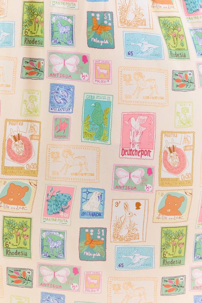 World Traveler Stamp Print Midi Dress FINAL SALE - Terpint