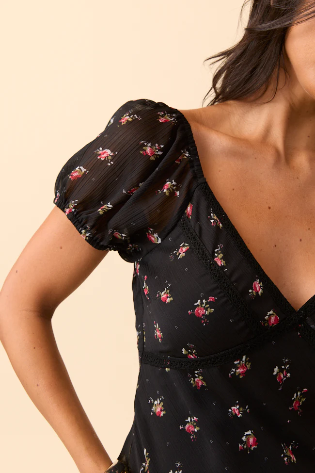 Adelyn Black Floral Maxi Dress SALE - Terpint