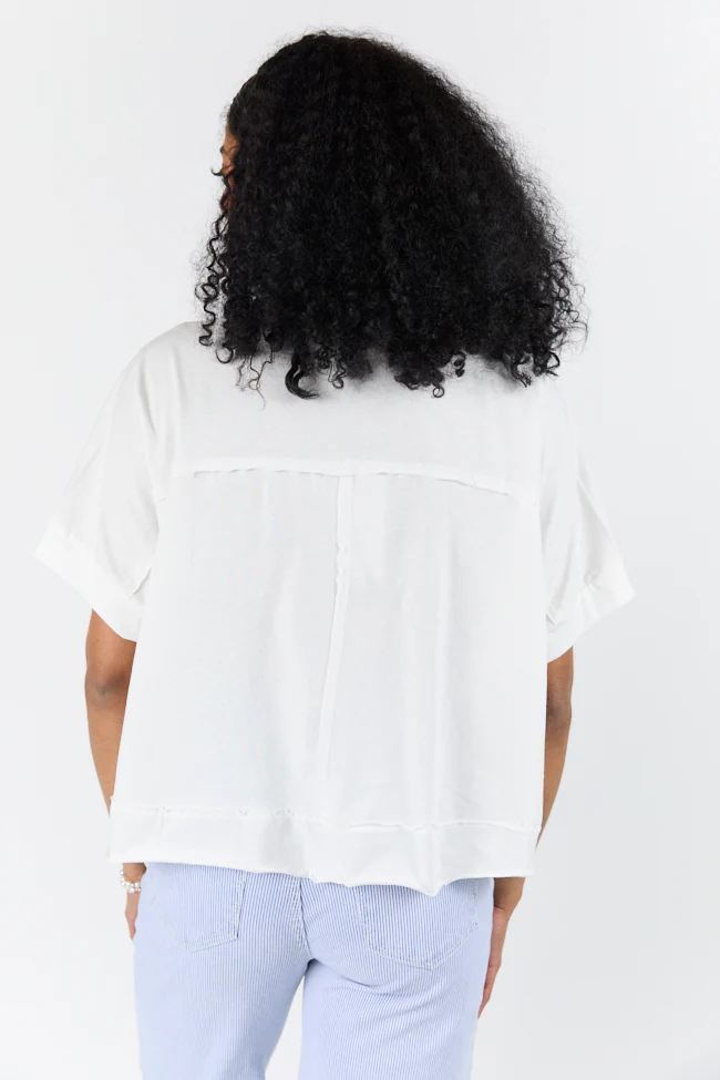 Walk Out White Oversized Washed Crop Knit Top FINAL SALE - Terpint