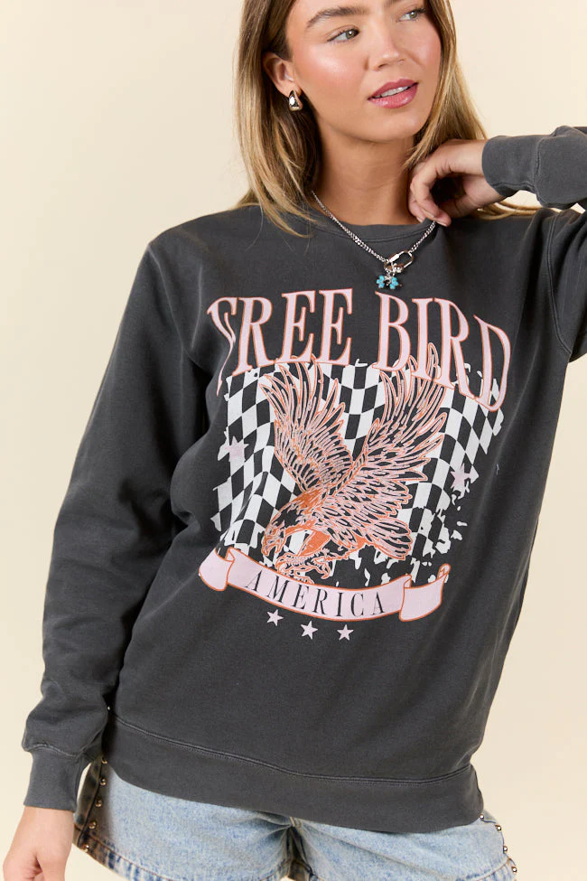 Free Bird Grey Graphic Sweatshirt - Terpint