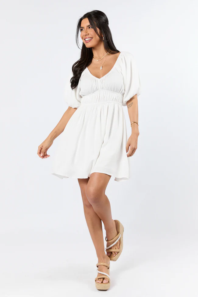 When In Paradise White Solid Mini Dress FINAL SALE - Terpint